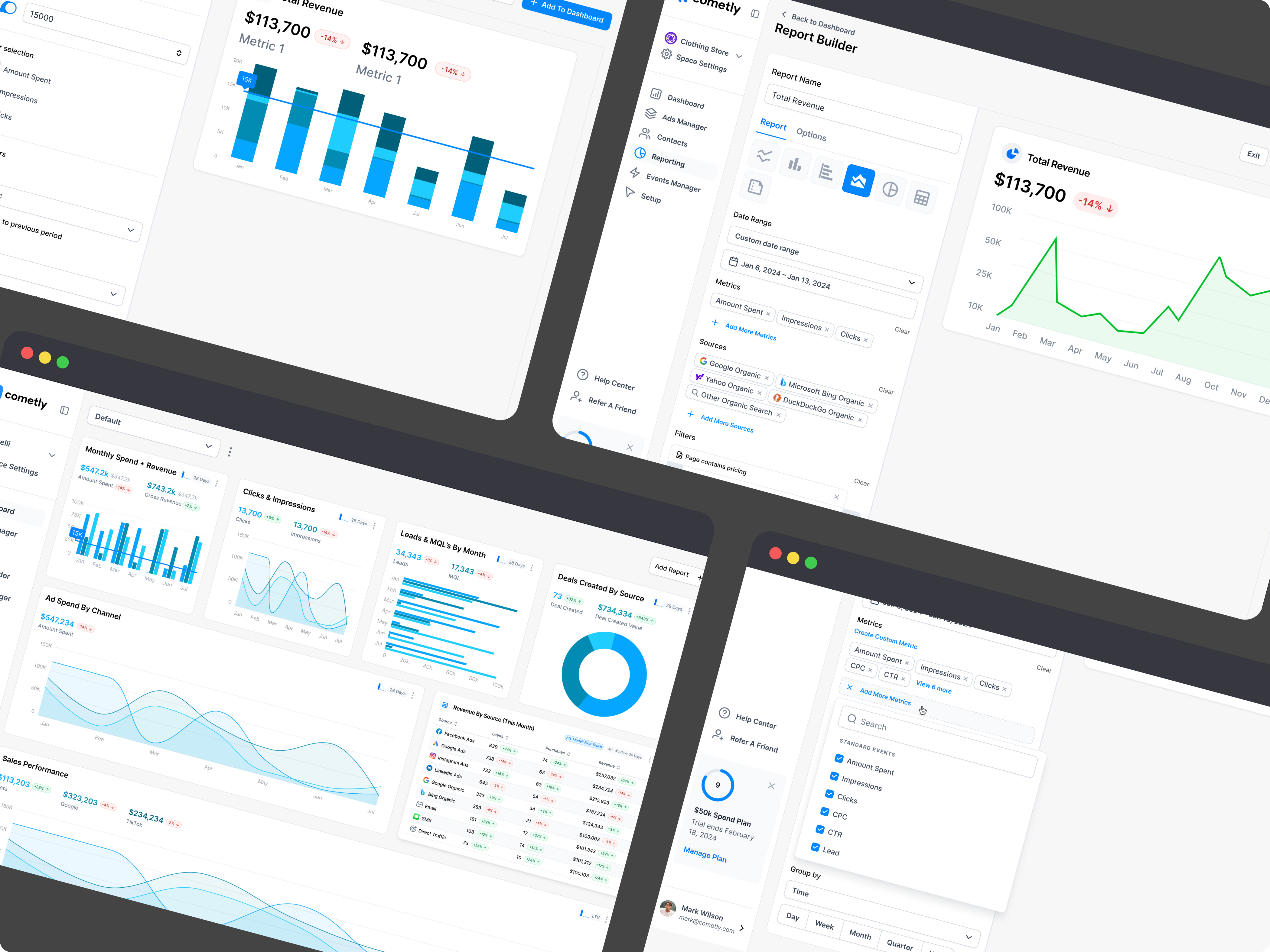 Cometly Report Builder Interface