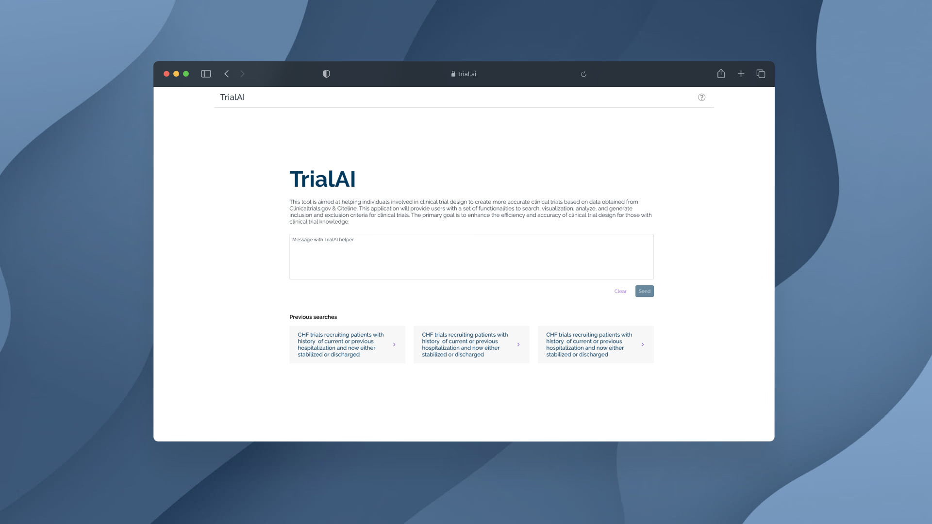 Mockup of TrialAI